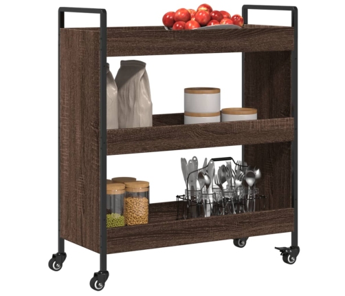 Carrito de cocina madera de ingeniería marrón roble 70x30x82 cm