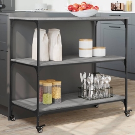 Carrito de cocina madera ingeniería gris Sonoma 102x50x95 cm