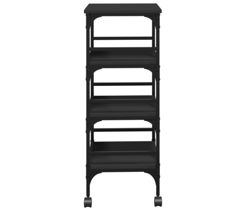 Carrito de cocina de madera de ingeniería negro 45x35x89,5 cm