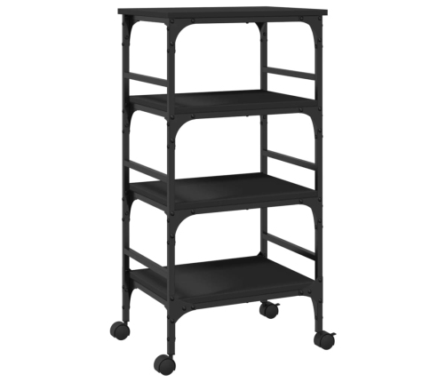 Carrito de cocina de madera de ingeniería negro 45x35x89,5 cm