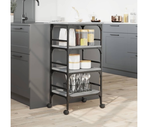 Carrito de cocina madera ingeniería gris Sonoma 45x35x89,5 cm