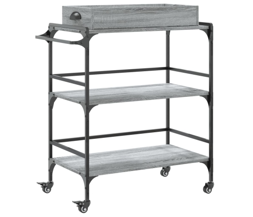 Carrito de cocina madera ingeniería gris Sonoma 81,5x41x92,5 cm