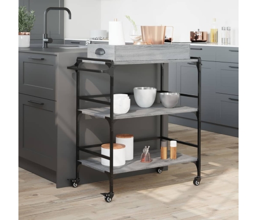 Carrito de cocina madera ingeniería gris Sonoma 81,5x41x92,5 cm