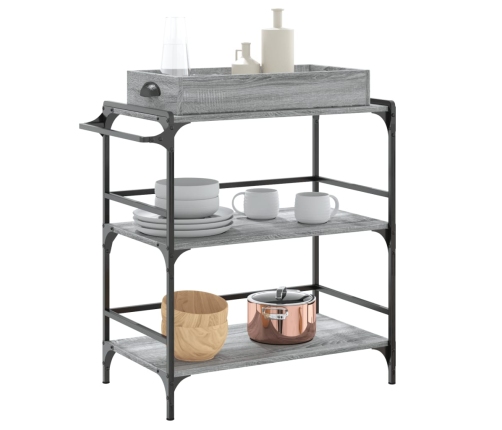 Carrito de cocina madera ingeniería gris Sonoma 81,5x41x92,5 cm