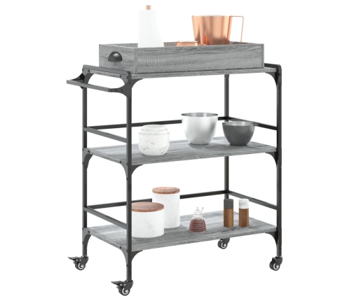 Carrito de cocina madera ingeniería gris Sonoma 81,5x41x92,5 cm