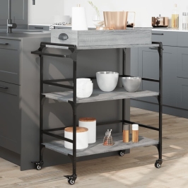 Carrito de cocina madera ingeniería gris Sonoma 81,5x41x92,5 cm