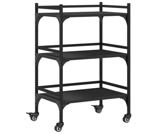 Carrito de cocina madera de ingeniería negro 50x35x75,5 cm