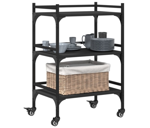 Carrito de cocina madera de ingeniería negro 50x35x75,5 cm