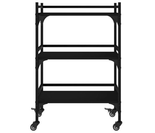 Carrito de cocina madera de ingeniería negro 50x35x75,5 cm