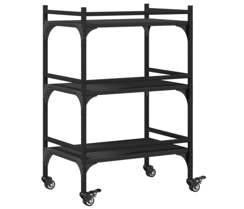 Carrito de cocina madera de ingeniería negro 50x35x75,5 cm