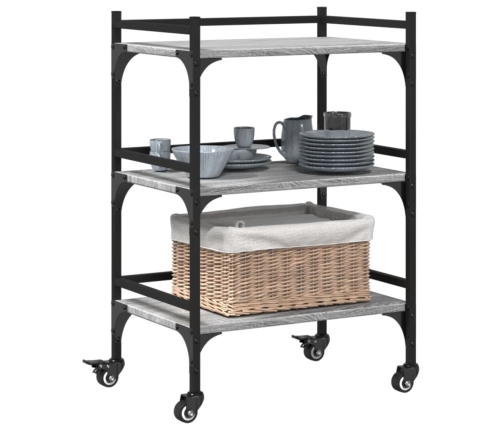 Carrito de cocina madera ingeniería gris Sonoma 50x35x75,5 cm