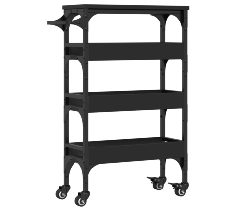 Carrito de cocina madera de ingeniería negro 53x20x76 cm