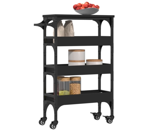 Carrito de cocina madera de ingeniería negro 53x20x76 cm