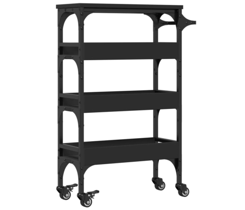 Carrito de cocina madera de ingeniería negro 53x20x76 cm