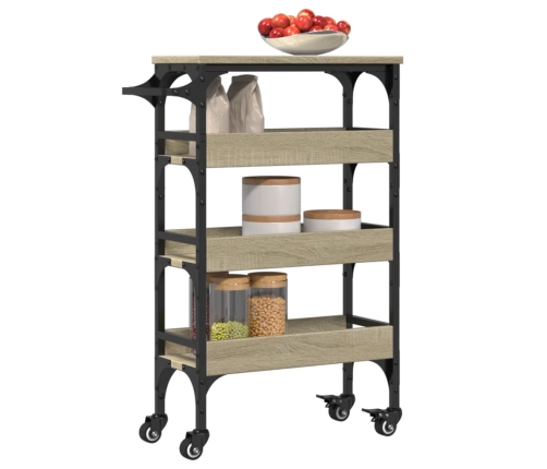 Carrito de cocina madera de ingeniería roble Sonoma 53x20x76 cm