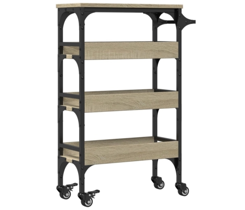 Carrito de cocina madera de ingeniería roble Sonoma 53x20x76 cm