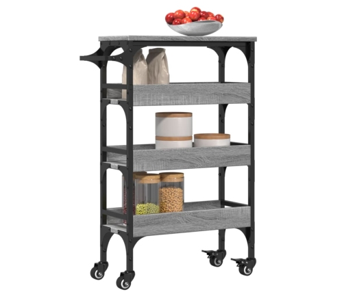 Carrito de cocina madera de ingeniería gris Sonoma 53x20x76 cm