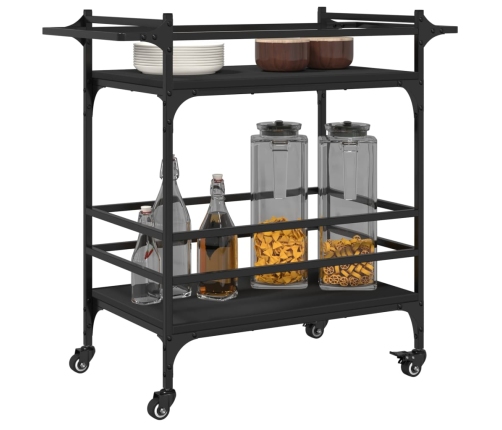 Carrito de cocina de madera de ingeniería negro 82x40x78,5 cm