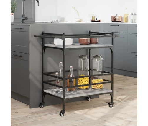 Carrito de cocina madera ingeniería gris Sonoma 82x40x78,5 cm