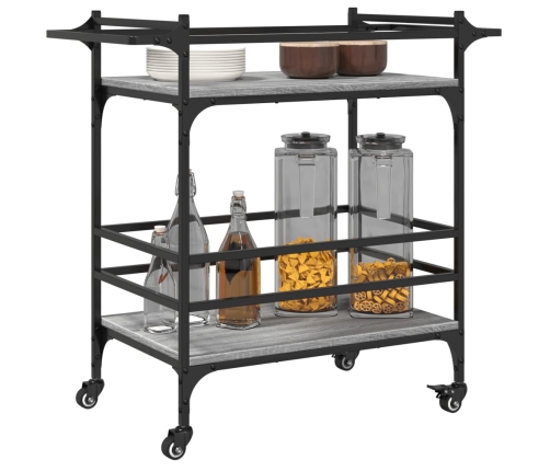 Carrito de cocina madera ingeniería gris Sonoma 82x40x78,5 cm