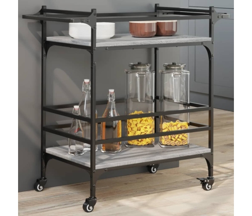 Carrito de cocina madera ingeniería gris Sonoma 82x40x78,5 cm