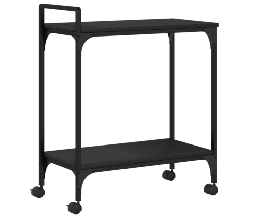 Carrito de cocina de madera de ingeniería negro 60,5x31x72,5 cm