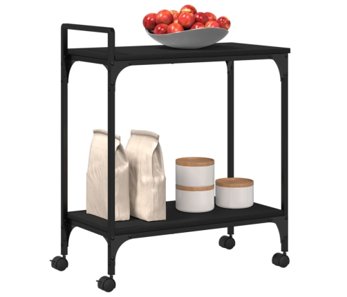 Carrito de cocina de madera de ingeniería negro 60,5x31x72,5 cm