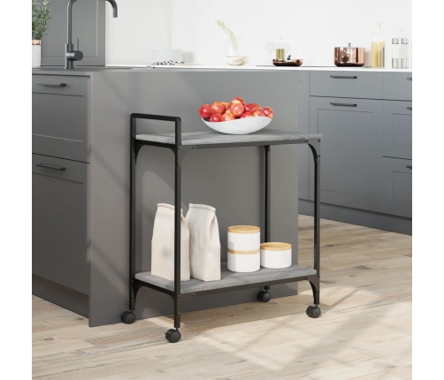 Carrito de cocina madera ingeniería gris Sonoma 60,5x31x72,5 cm