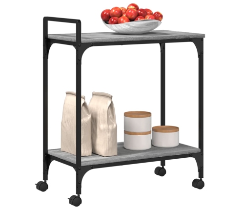 Carrito de cocina madera ingeniería gris Sonoma 60,5x31x72,5 cm