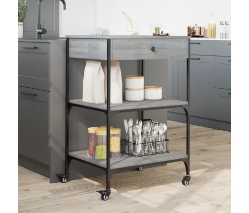 Carrito de cocina madera ingeniería gris Sonoma 60x48x89,5 cm