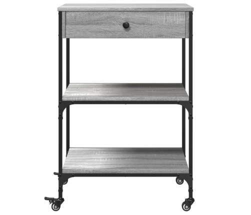 Carrito de cocina madera ingeniería gris Sonoma 60x48x89,5 cm