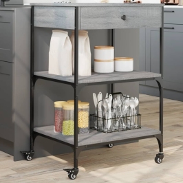 Carrito de cocina madera ingeniería gris Sonoma 60x48x89,5 cm