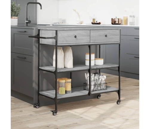 Carrito de cocina madera ingeniería gris Sonoma 105x42x95 cm