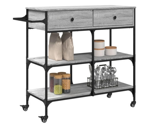 Carrito de cocina madera ingeniería gris Sonoma 105x42x95 cm