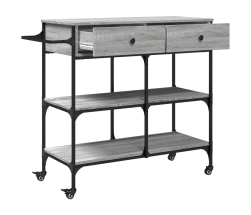 Carrito de cocina madera ingeniería gris Sonoma 105x42x95 cm