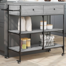 Carrito de cocina madera ingeniería gris Sonoma 105x42x95 cm