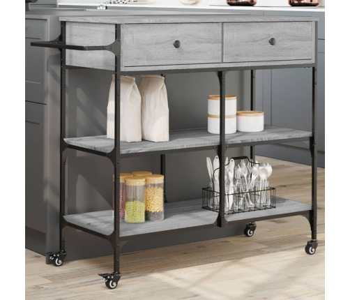 Carrito de cocina madera ingeniería gris Sonoma 105x42x95 cm