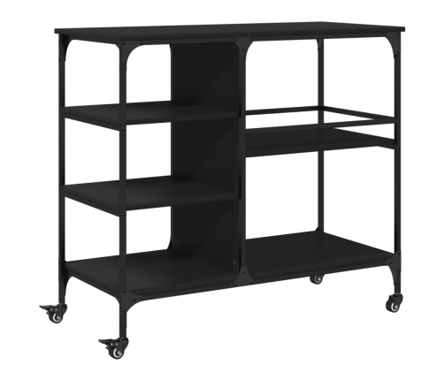 Carrito de cocina de madera de ingeniería negro 100x45x89,5 cm