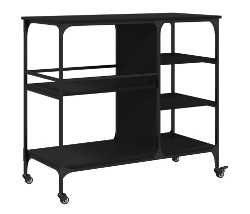 Carrito de cocina de madera de ingeniería negro 100x45x89,5 cm