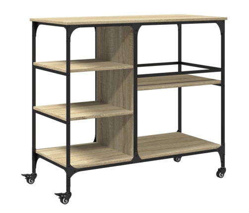 Carrito de cocina madera ingeniería roble Sonoma 100x45x89,5 cm