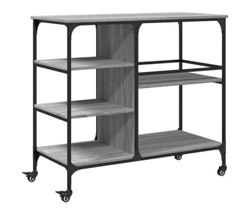 Carrito de cocina madera ingeniería gris Sonoma 100x45x89,5 cm