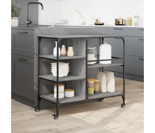 Carrito de cocina madera ingeniería gris Sonoma 100x45x89,5 cm