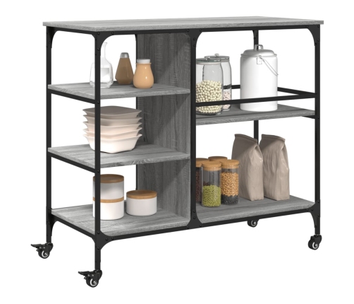 Carrito de cocina madera ingeniería gris Sonoma 100x45x89,5 cm