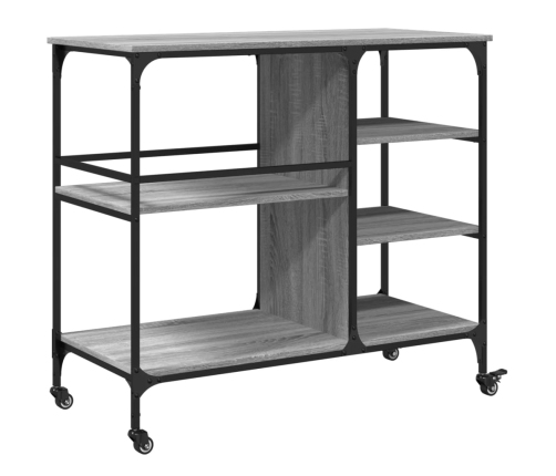 Carrito de cocina madera ingeniería gris Sonoma 100x45x89,5 cm