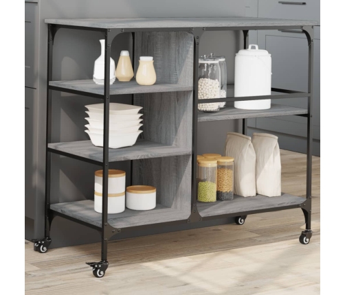 Carrito de cocina madera ingeniería gris Sonoma 100x45x89,5 cm