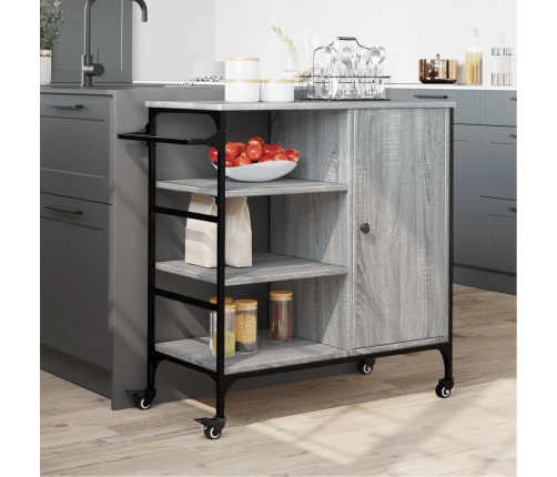 Carrito de cocina de madera gris Sonoma 87,5x38,5x84,5 cm