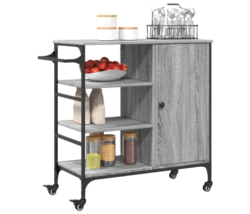 Carrito de cocina de madera gris Sonoma 87,5x38,5x84,5 cm