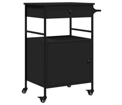 Carrito de cocina de madera de ingeniería negro 56x43x89,5 cm