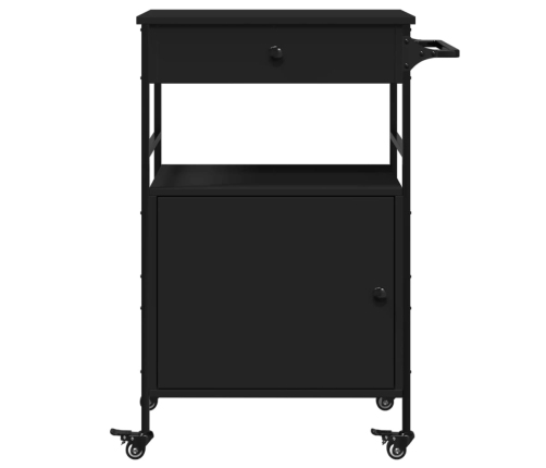 Carrito de cocina de madera de ingeniería negro 56x43x89,5 cm