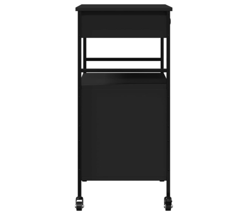 Carrito de cocina de madera de ingeniería negro 56x43x89,5 cm